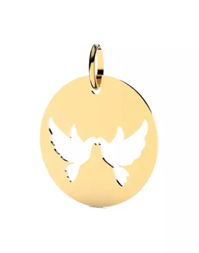 Médaille Ronde Colombes Ajourées en Or – Petit Modèle