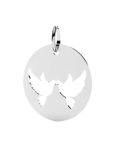 Médaille Ronde Colombes Ajourées en Or – Petit Modèle