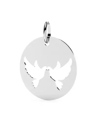 Médaille Ronde Colombes Ajourées en Or – Grand Modèle