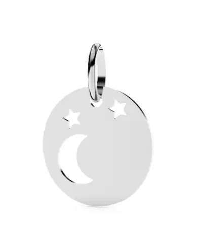Médaille Ronde en Or Ajourée Lune et Étoiles