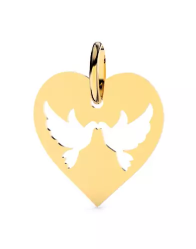 Médaille Cœur Colombes Ajourées en Or – Petit Modèle