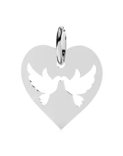 Médaille Cœur Colombes Ajourées en Or – Petit Modèle