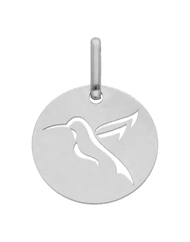 Médaille Ronde en Or Colibri Ajouré personnalisable