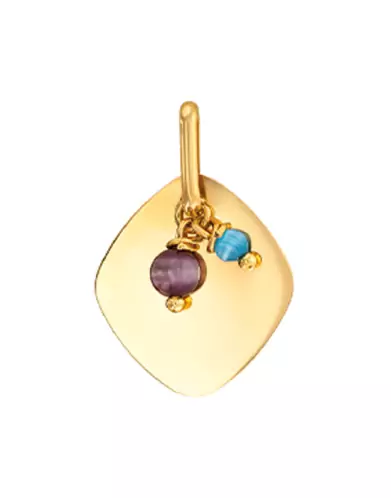 Médaille Losange Or 18K Pampilles Pierres Fines