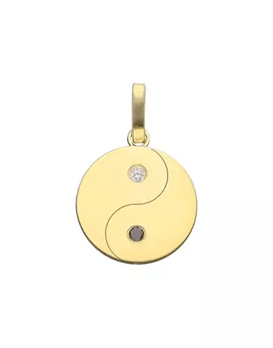 Pendentif Yin Yang en Or Diamants Blanc et Noir Personnalisable