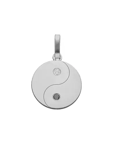 Pendentif Yin Yang en Or Diamants Blanc et Noir Personnalisable