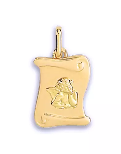 Médaille Parchemin avec Ange Penseur en Or Personnalisable