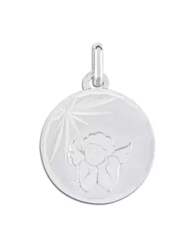 Médaille Ronde Étoilée avec Contour Ange Penseur en Or Personnalisable