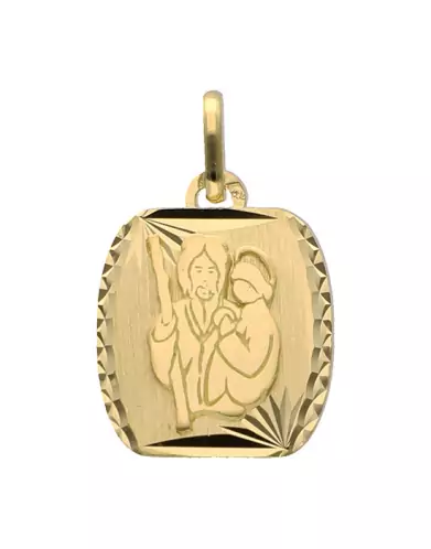 Médaille Carrée Etoilée Saint Christophe en Or Personnalisable