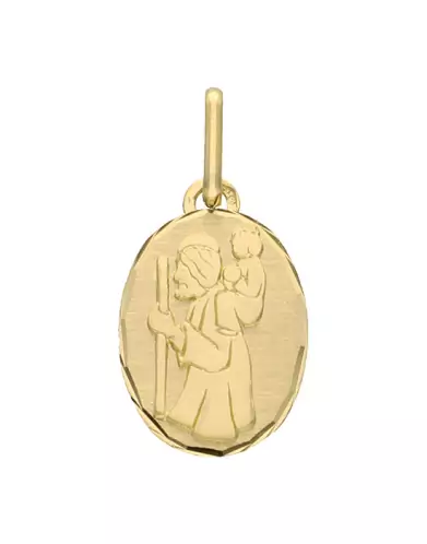 Médaille Ovale Diamantée Saint Christophe en Or Personnalisable