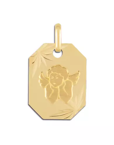 Médaille Octogonale Étoilée avec Ange Penseur en Relief en Or Personnalisable