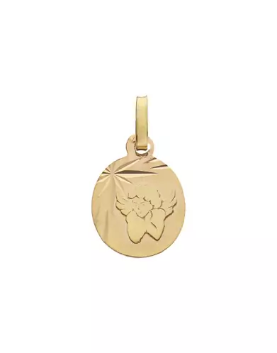 Médaille Ovale Etoilée avec Ange Penseur en Relief en Or Personnalisable