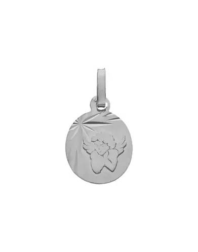 Médaille Ovale Etoilée avec Ange Penseur en Relief en Or Personnalisable