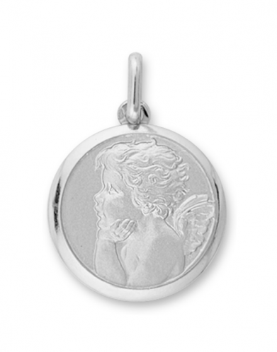 Médaille de baptême Ange Pensif de profil Grand Modèle