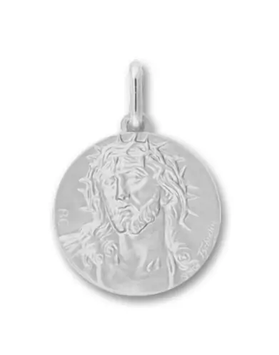 Médaille Ronde Christ Couronne d'Épines en Or Personnalisable - Grand Modèle