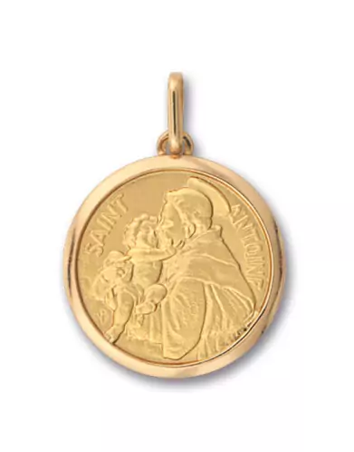 Médaille Saint Antoine en Or Personnalisable – Petit Modèle