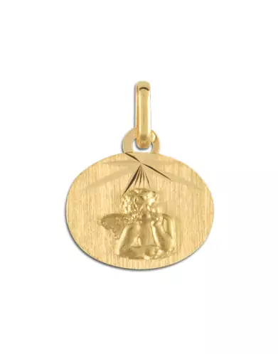 Médaille Ange Penseur Brossée Étoilée en Or Personnalisable