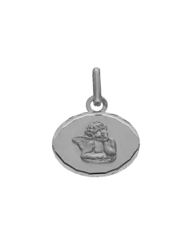 Médaille Ovale Horizontale Diamantée Ange Penseur en Or Personnalisable