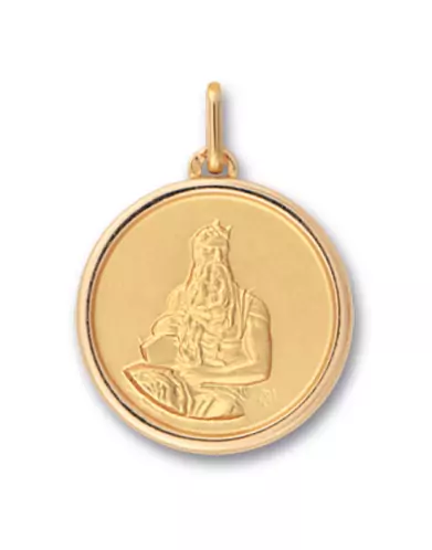 Médaille Ronde Bordure et Moïse en Relief en Or Personnalisable