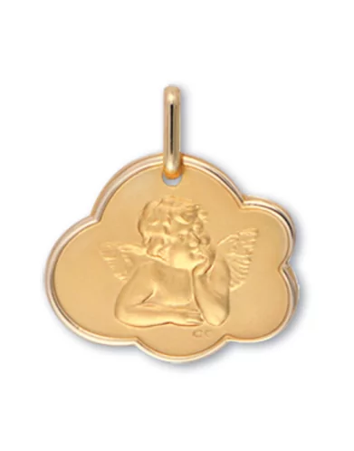 Médaille Nuage et Ange en Relief en Or Personnalisable