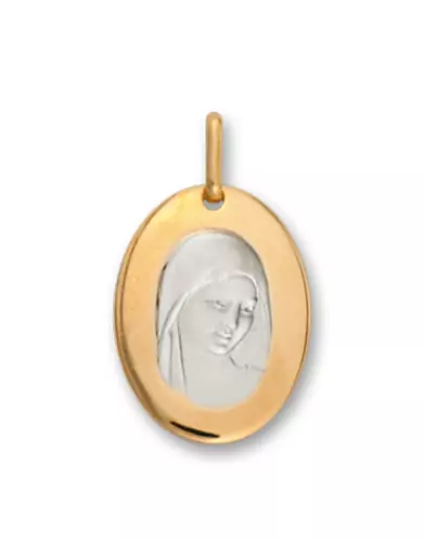 Médaille ovale Vierge Marie bicolore