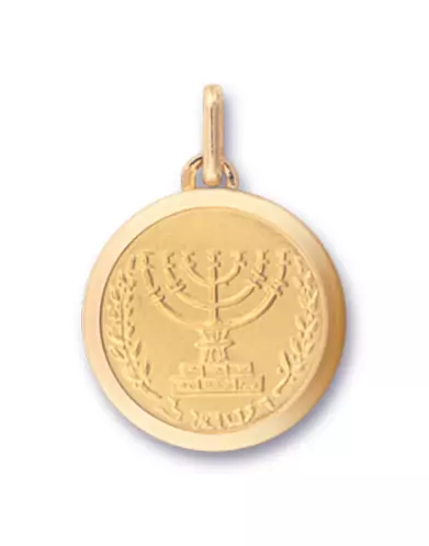 Médaille Menorah en Or Personnalisable