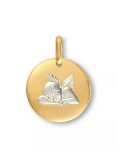 Médaille ronde Ange qui dort bicolore