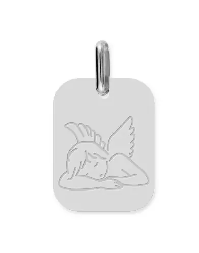 Médaille Rectangulaire Ange Qui Dort Moderne en Or Personnalisable