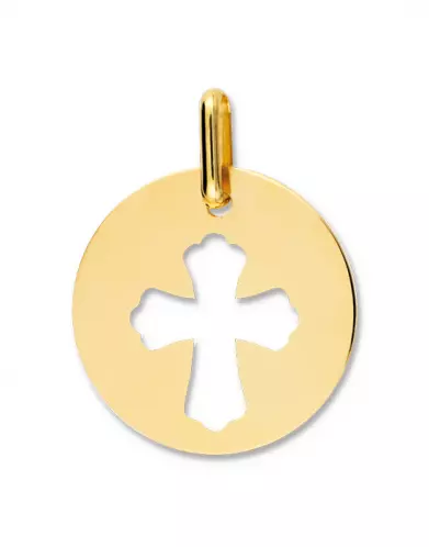 Médaille Ronde en Or Ajourée Croix Occitane Personnalisable
