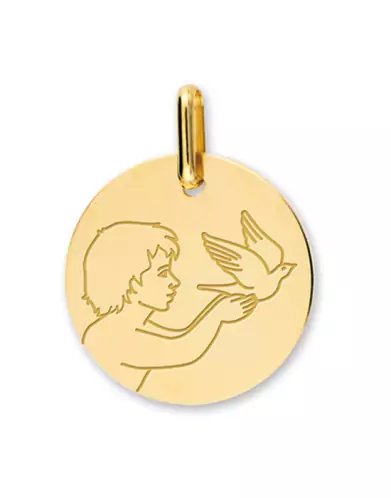 Médaille Enfant à la Colombe gravée