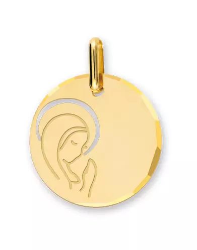 Médaille de baptême Vierge moderne at ajourée