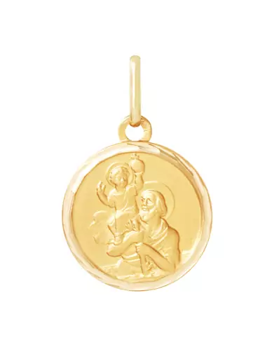 Médaille Ronde Saint Christophe Contourée en Or Personnalisable