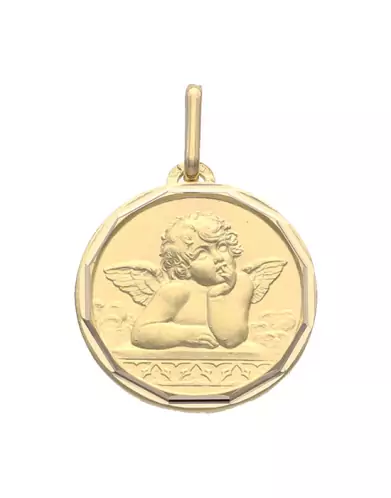 Médaille de baptême Ange Raphaël Décor contourée
