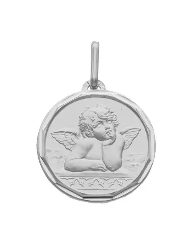 Médaille de baptême Ange Raphaël Décor contourée