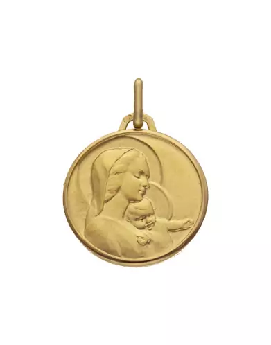 Médaille Vierge à l’Enfant Jésus Ronde en Or Personnalisable