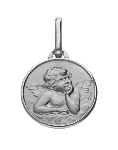 Petite médaille de baptême ange raphaël en or personnalisable