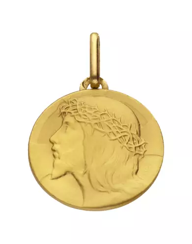 Grande médaille christ de profil en or personnalisable