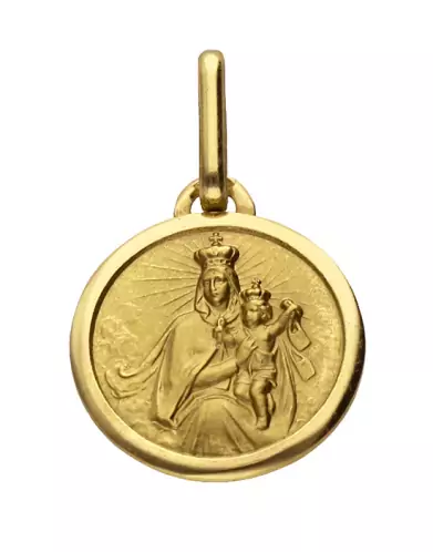 Médaille de baptême Vierge Enfant Contour en or Personnalisable