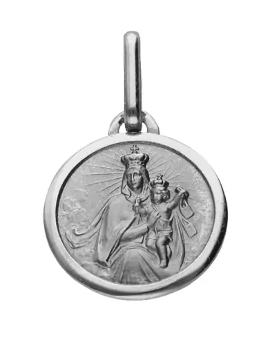 Médaille de baptême Vierge Enfant Contour en or Personnalisable