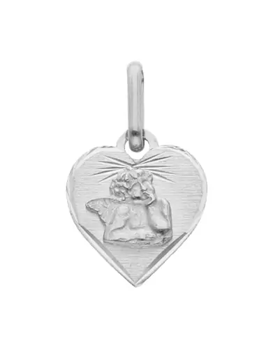 Médaille Cœur Étoilée avec Ange Pensif en Or Personnalisable