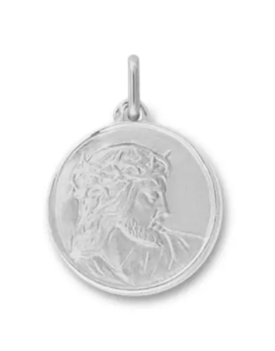 Médaille Ronde Bordure et Christ Couronne d’Épines en Relief en Or Personnalisable