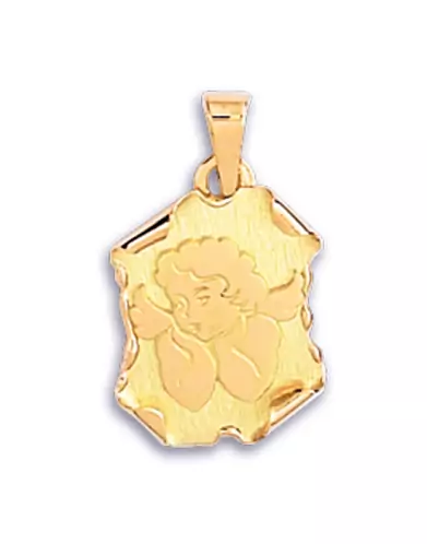 Petite Médaille Parchemin en Relief et Ange penseur en Or Personnalisable