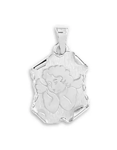 Petite Médaille Parchemin en Relief et Ange penseur en Or Personnalisable