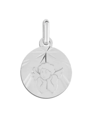 Médaille Ronde Motif Étoilé et Ange en Relief en Or Personnalisable