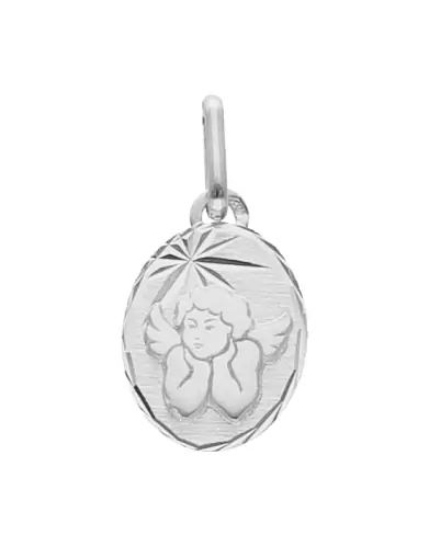 Médaille Ovale Étoilée avec Ange Penseur en Relief en Or Personnalisable
