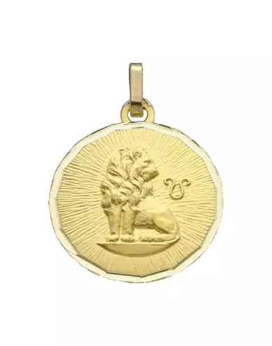 Médaille Zodiaque Soleillée Contour Diamanté en Or Personnalisable