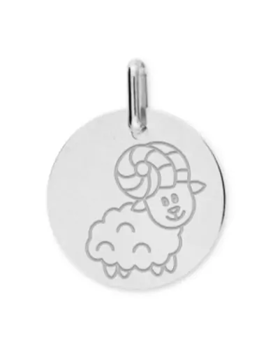 Médaille Ronde en Or Enfant Zodiaque Bélier Personnalisable