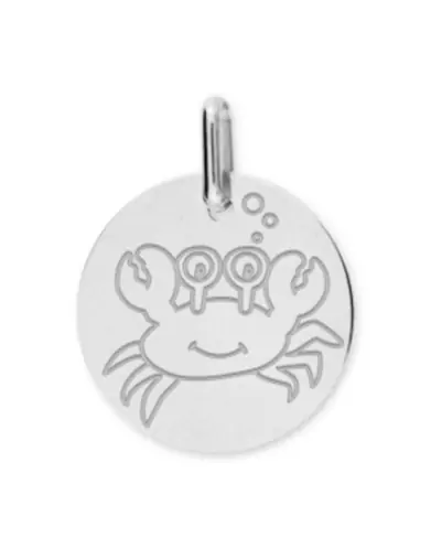 Médaille Ronde en Or Enfant Zodiaque Cancer Personnalisable