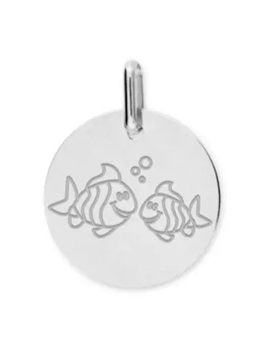 Médaille Ronde en Or Enfant Zodiaque Poisson Personnalisable