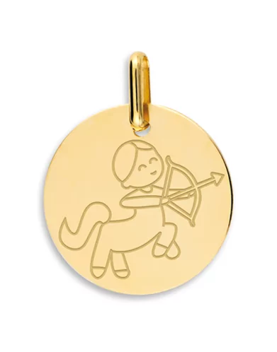 Médaille Ronde en Or Enfant Zodiaque Sagittaire Personnalisable